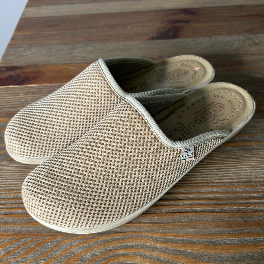 Fly Flot‎ Italy Mesh Anatomic Clogs Beige Tan Mules Women 39 US 8.5